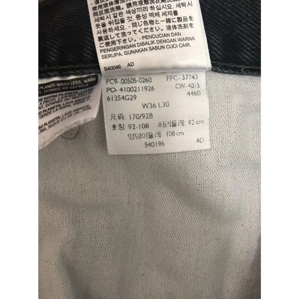 Levi's 505 Regular Fit Jeans Mens 36x30 Faded Black Straight Leg Denim